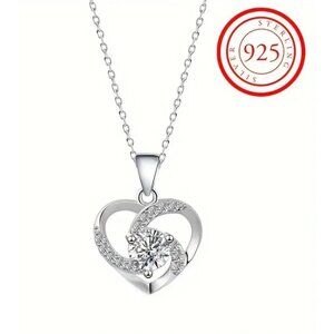 925 Sterling Silver Love Zircon Necklace